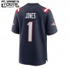 Maillot New England Patriots Mac Jones 1 Nike Bleu Marine 2021 NFL Draft - Enfant